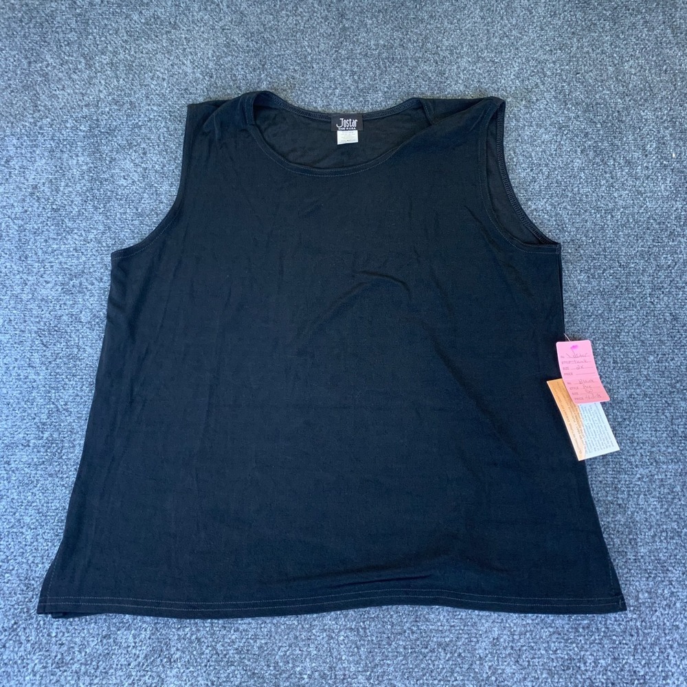 Jostar Tank Top Womens 2X Black Knit Round Neck Sleeveless Pullover Summer Wear